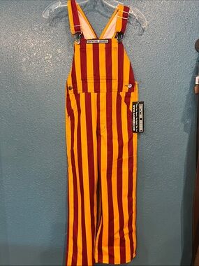 Game Bibs Kids Red and Yellow Striped Overalls